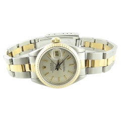 1990 Rolex Ladies Datejust Tow Tone Watch Silver Dial 69173 Box, Papers, Tag