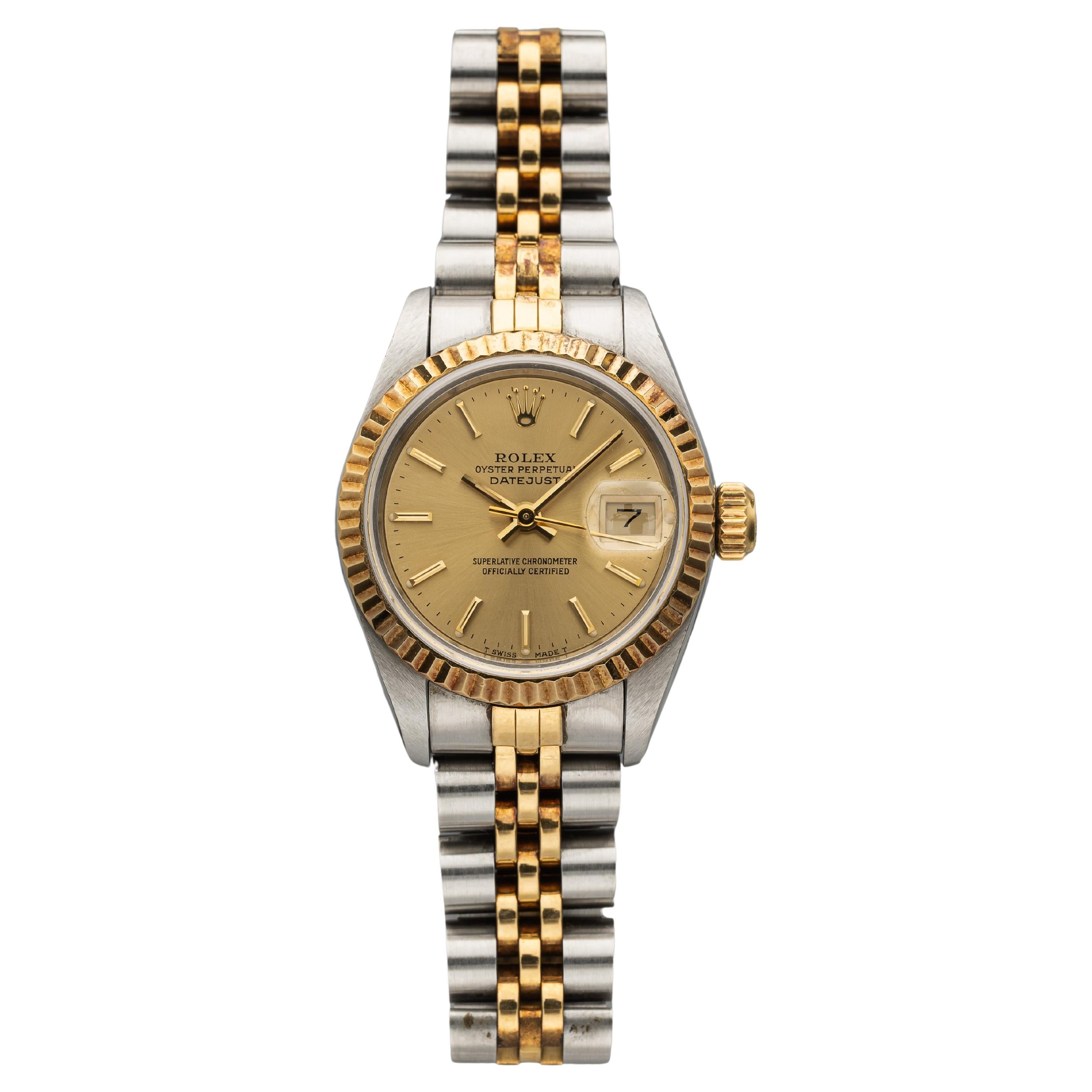 1990 Rolex Lady-Datejust 69173 Esfera bicolor Auto Champán 26mm