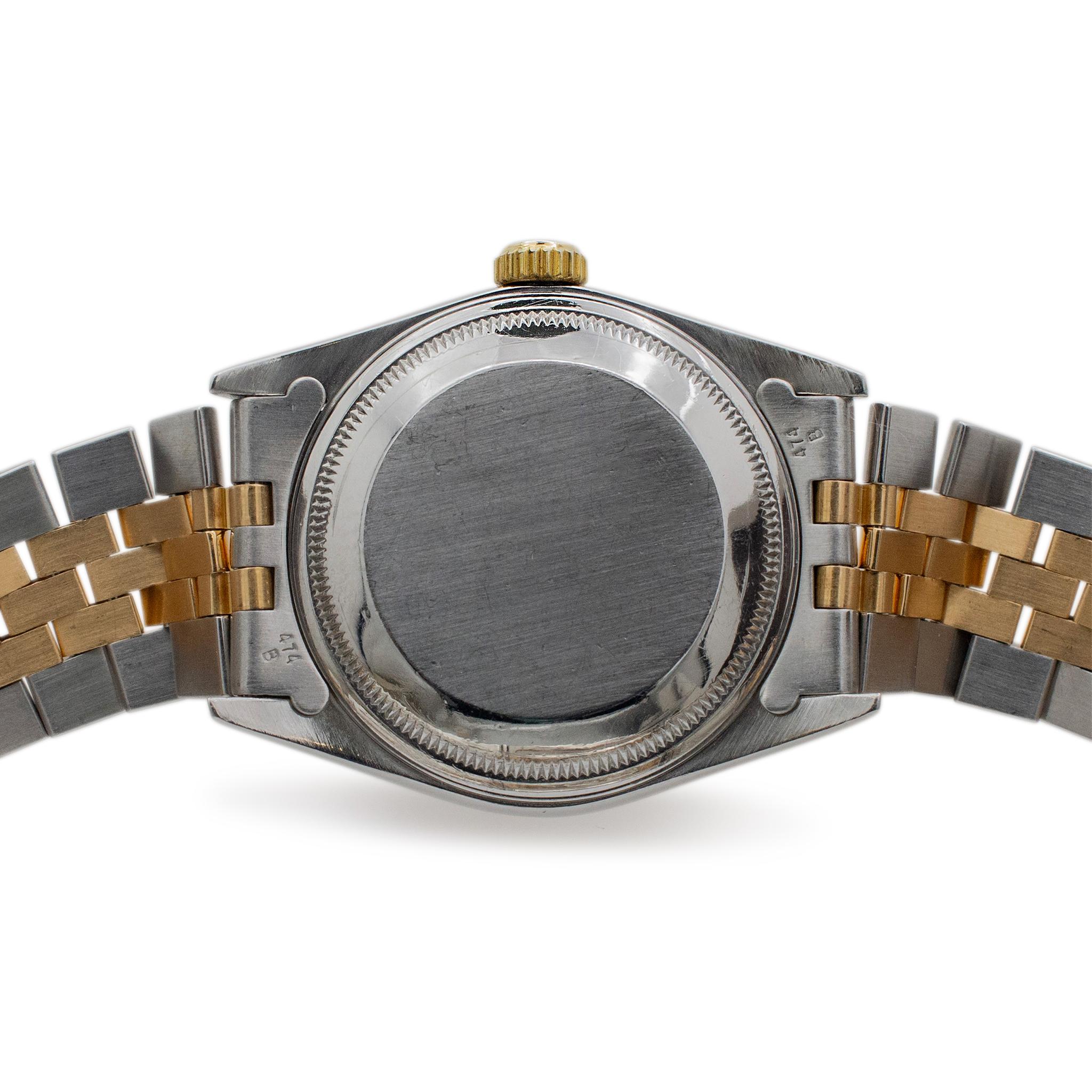 1990 Rolex Oyster Perpetual Date 34MM 15223 Jubilee 18K Yellow Gold Steel Watch For Sale 2