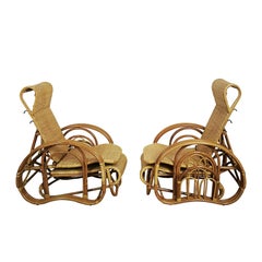 1990´s Pair of Convertible Armchairs in Rattan 'Malacca Cane'