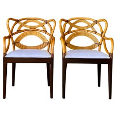 1990 Scultptural Scalloped Back Rattan Dinning Chairs