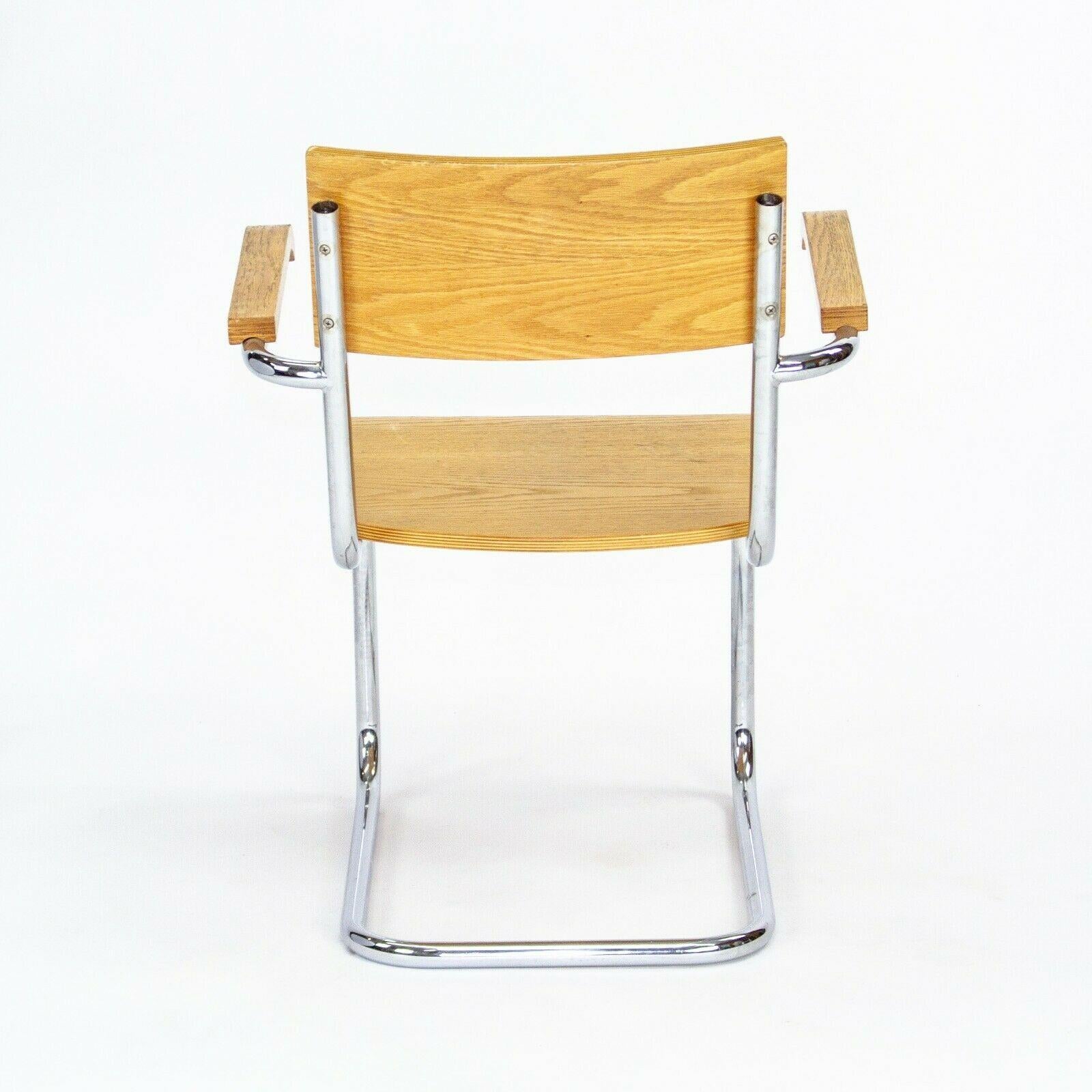 Fin du 20e siècle Ensemble de trois chaises de salle à manger Mart Stam pour Thonet Bauhaus en chêne, 1990 en vente
