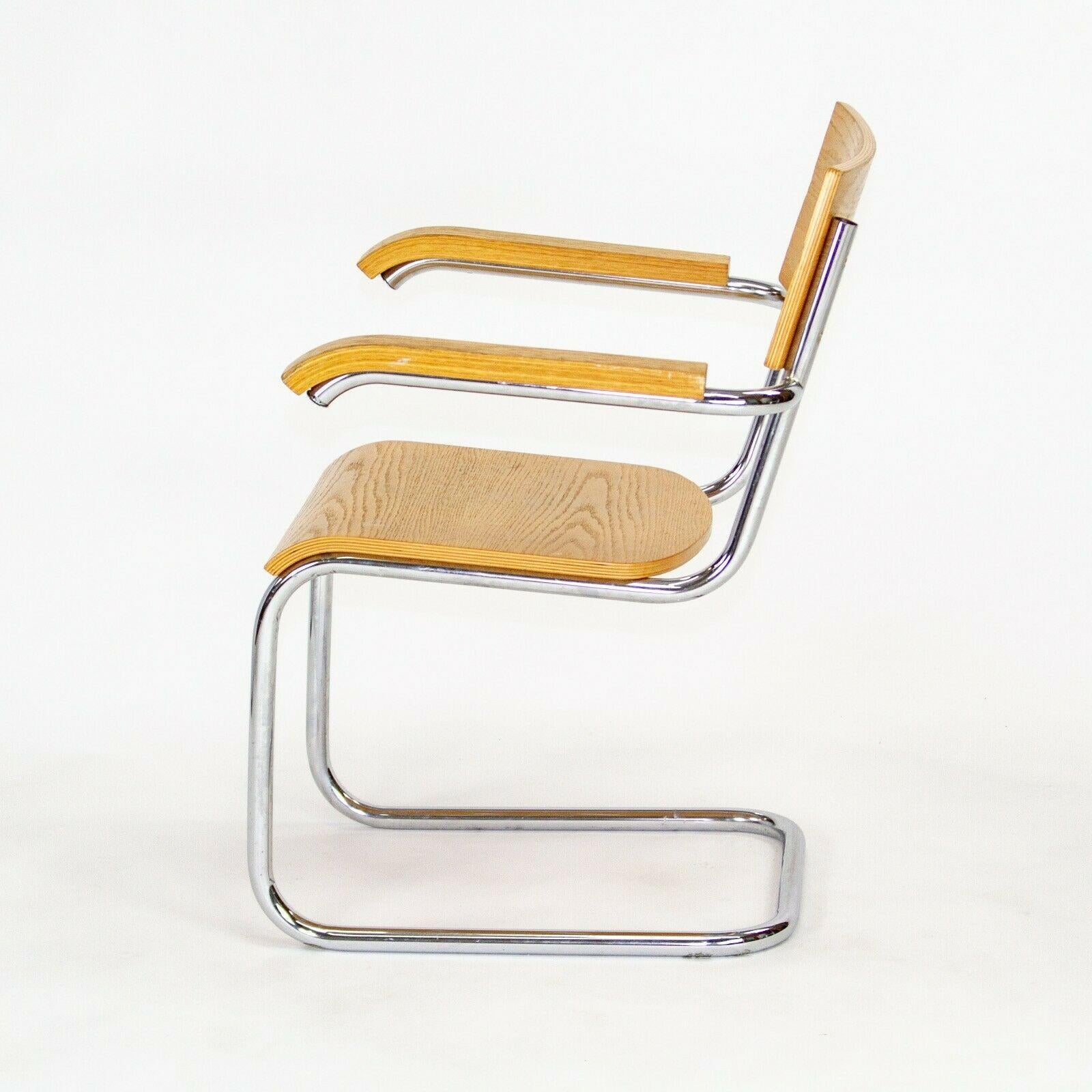 Ensemble de trois chaises de salle à manger Mart Stam pour Thonet Bauhaus en chêne, 1990 en vente 1