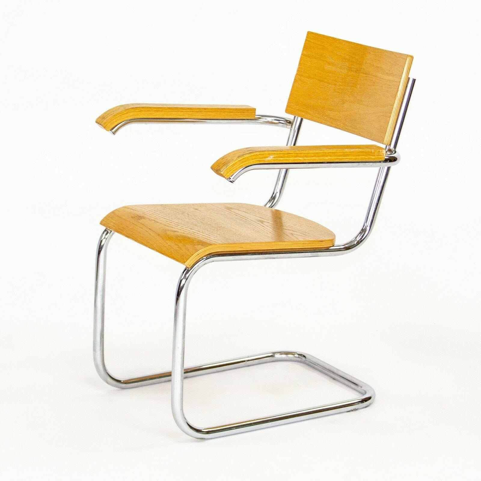 Ensemble de trois chaises de salle à manger Mart Stam pour Thonet Bauhaus en chêne, 1990 en vente 2