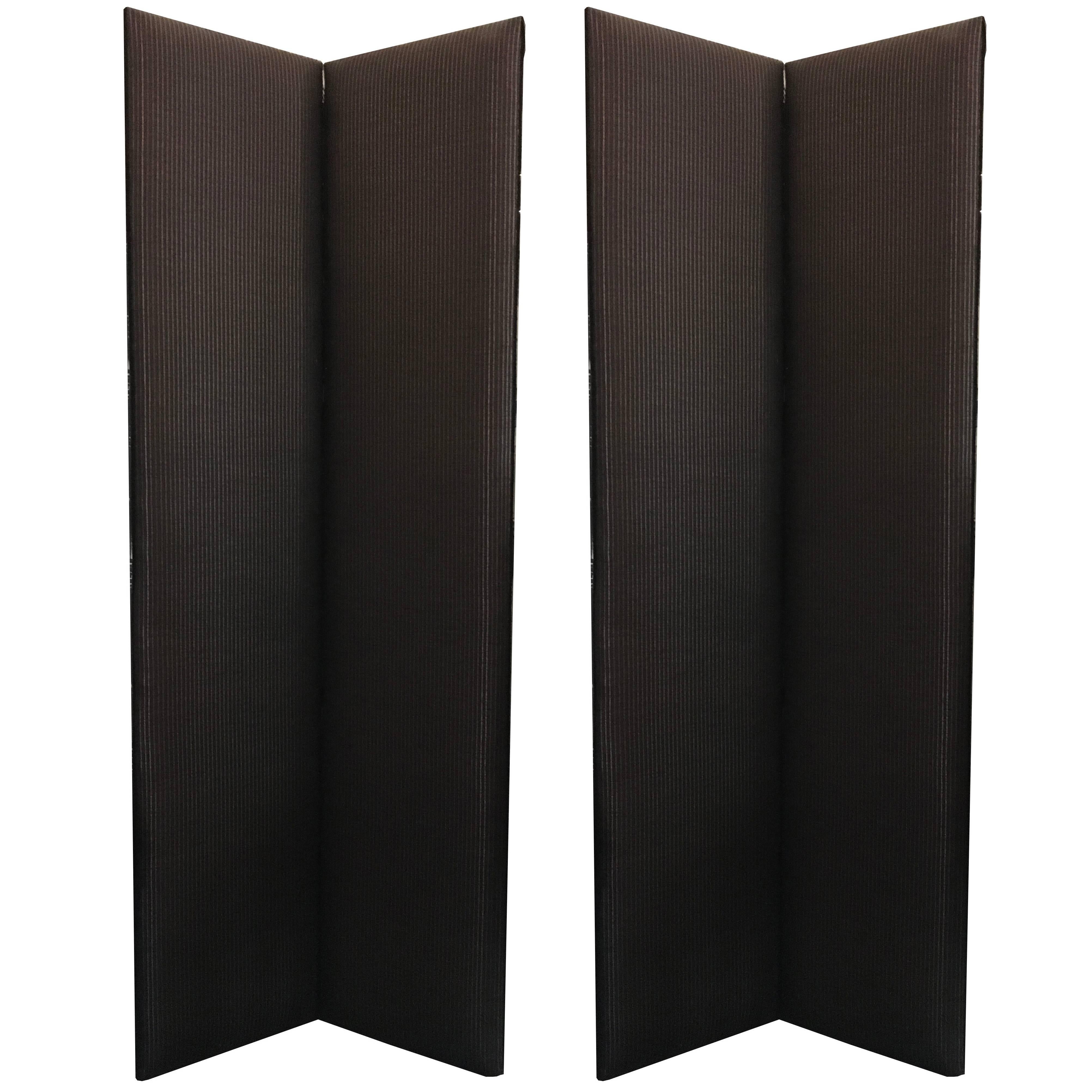 1990 Post Modern Set of Two Black and Brown Rafia Upholstered Screens