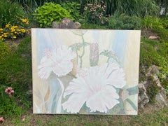 1990 Signiertes Blumenbild mit dem Titel „Hibiscus“ von Vivian Angel