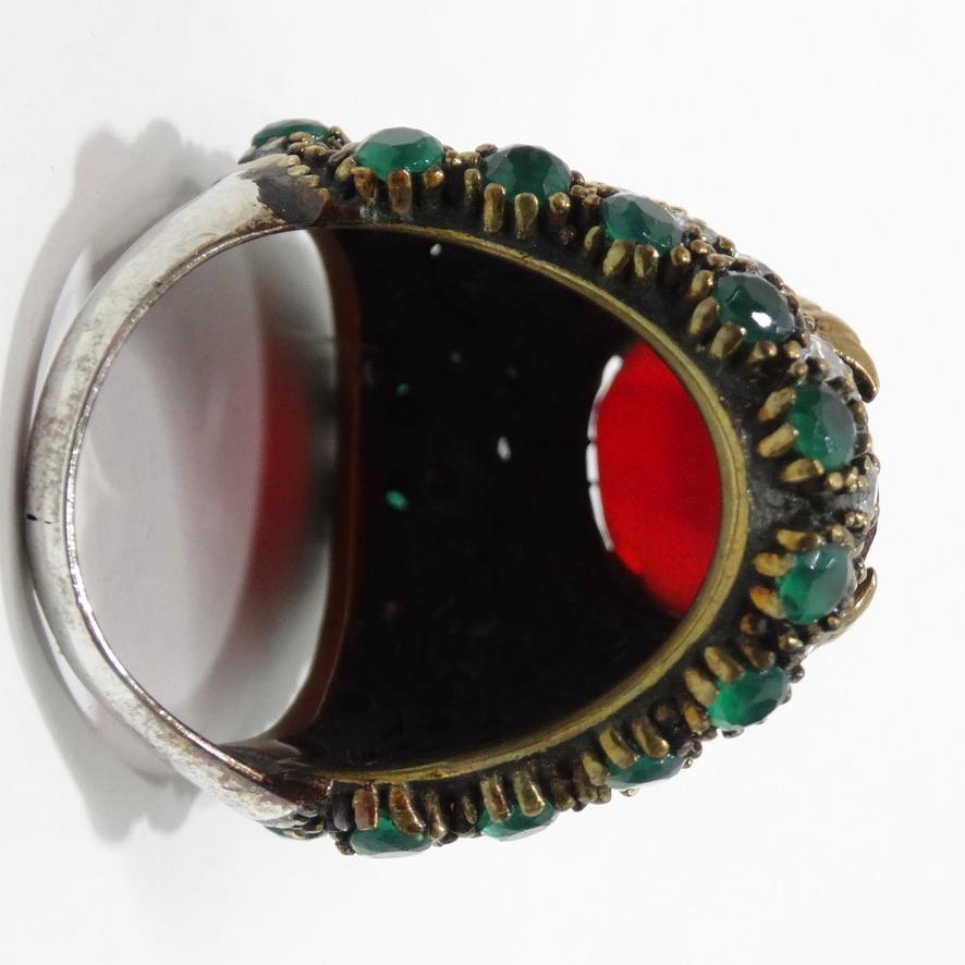 1990 Synethic Ruby Emerald Cocktail Ring For Sale 2