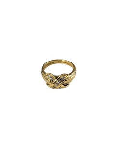 1990 Tiffany and Co. 18K Yellow Gold Signature Diamond "X" Ring Size 6.5 #25687