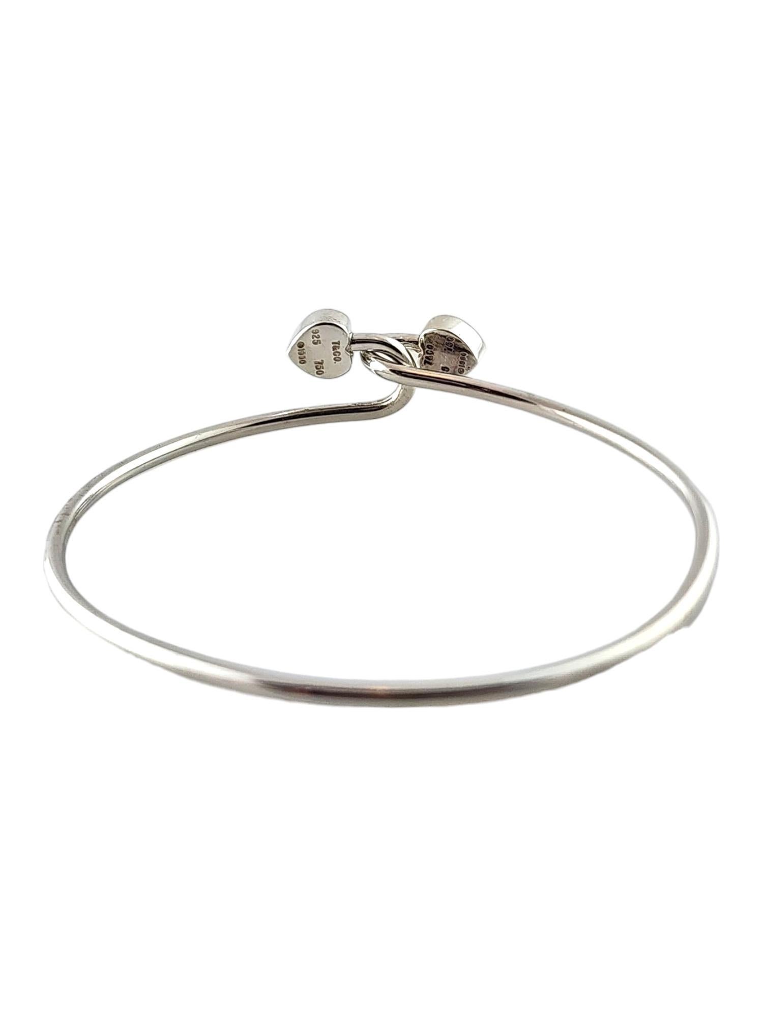 1990 Tiffany & Co Sterling 18K Yellow Gold Double Hearts Bangle Bracelet #18289 1