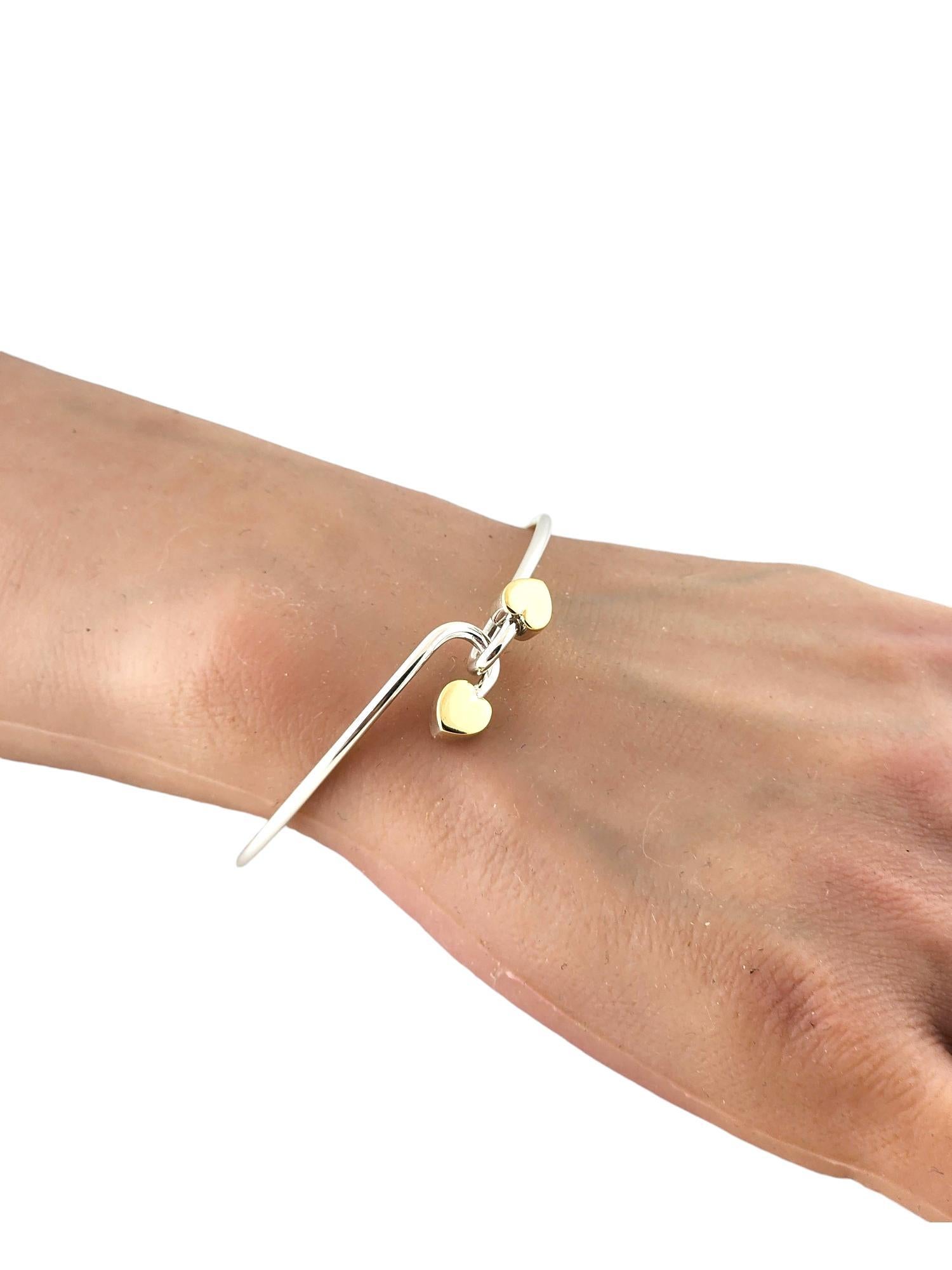 1990 Tiffany & Co Sterling 18K Yellow Gold Double Hearts Bangle Bracelet #18289 5