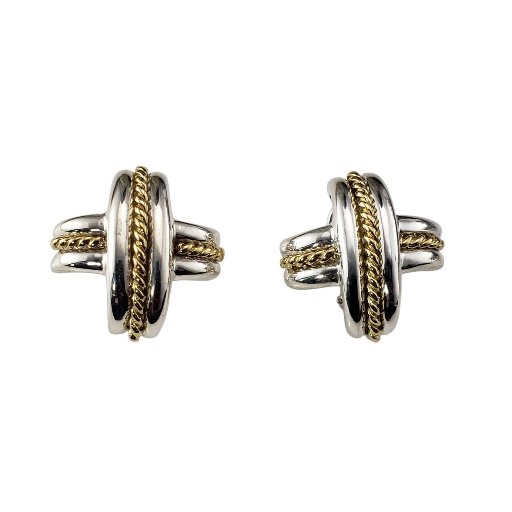 1990 Tiffany & Co. Sterling Silver and 18K Yellow Gold "X" Earrings #21822