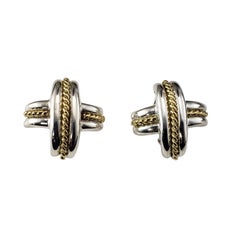 1990 Tiffany & Co. Sterling Silver and 18K Yellow Gold "X" Earrings #21822