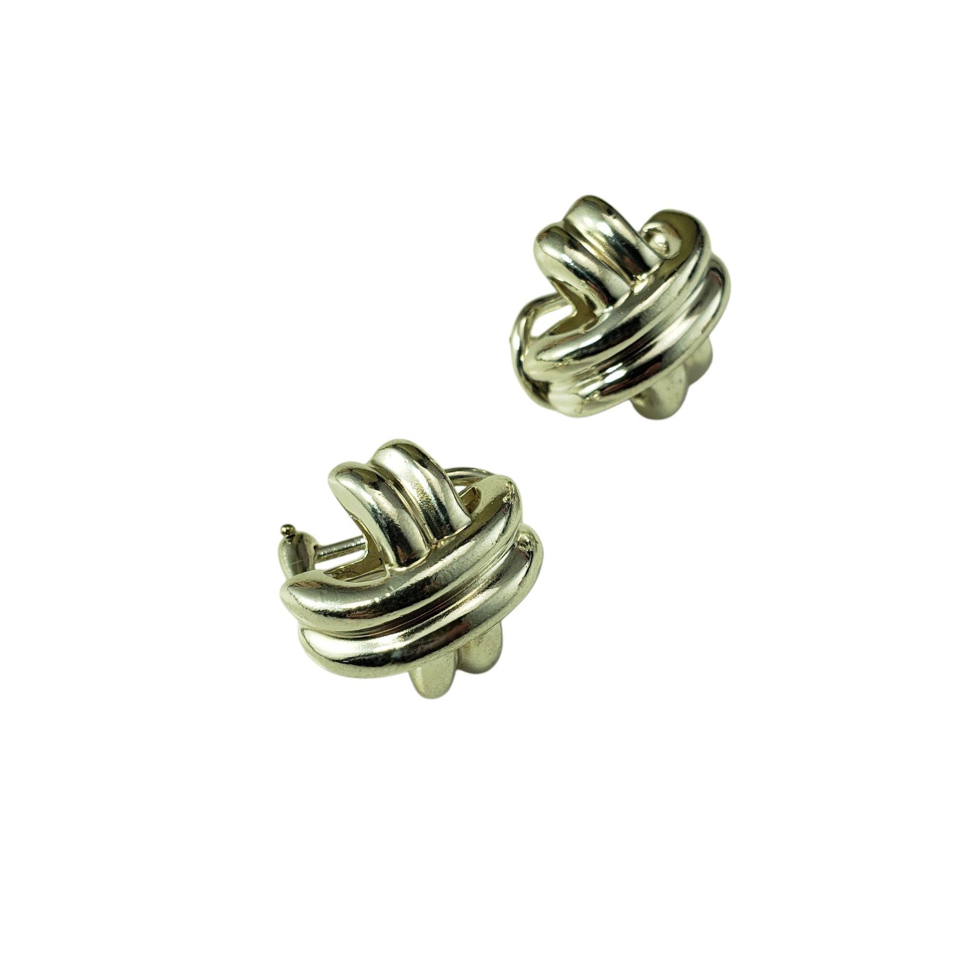 1990 Tiffany & Co. Sterling Silver Signature Cross X Earrings #21337 In Good Condition In Washington Depot, CT