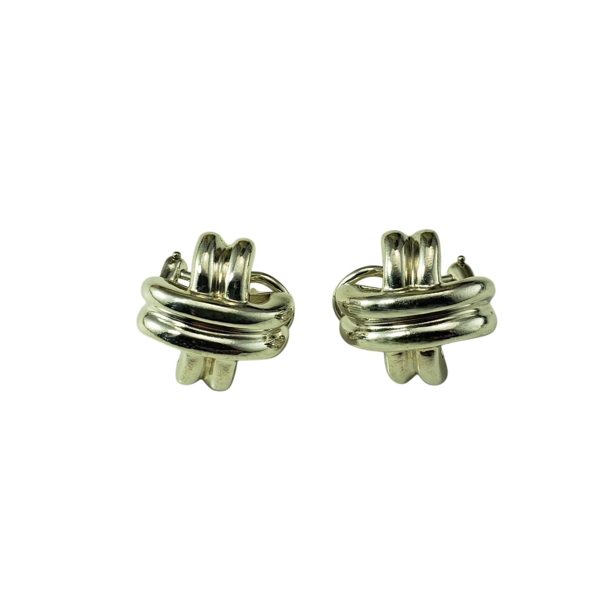 1990 Tiffany & Co. Sterling Silver Signature Cross X Earrings #22289 in vendita