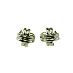 1990 Tiffany & Co. Sterling Silver Signature Cross X Earrings #22289
