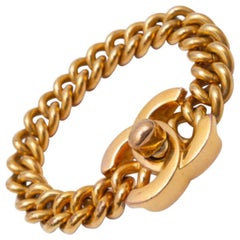 1990 Vintage Chanel CC Turnlock Chain Bracelet 