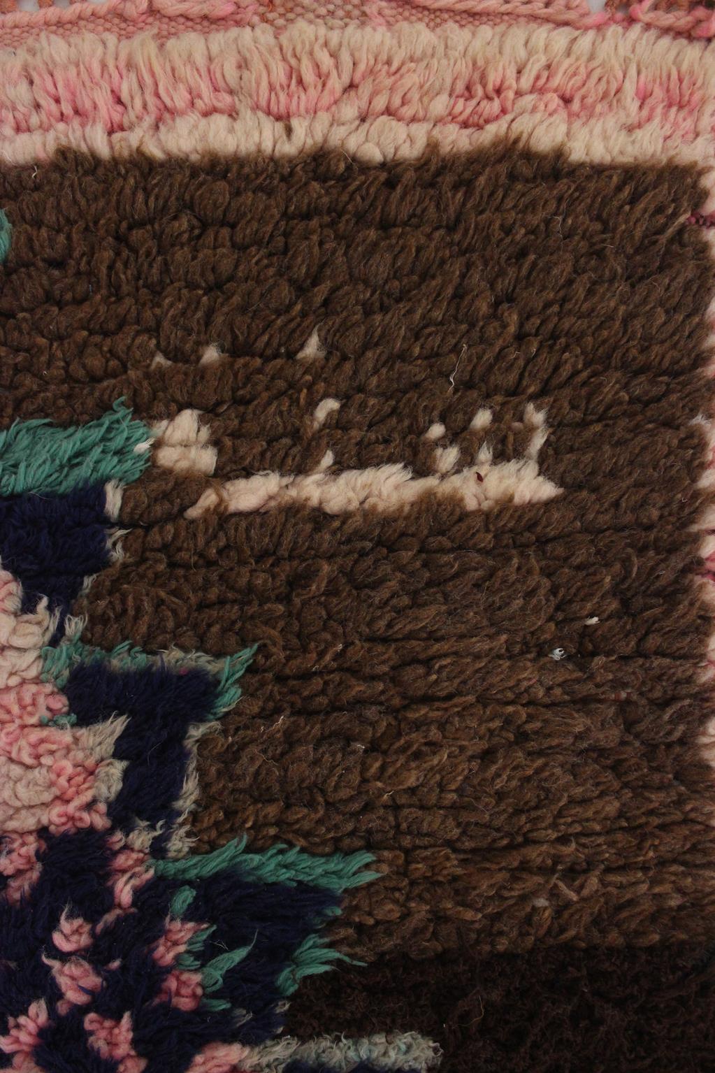 1990 vintage Moroccan Azilal runner rug - Brown/pink - 3x8.7feet / 93x265cm For Sale 11