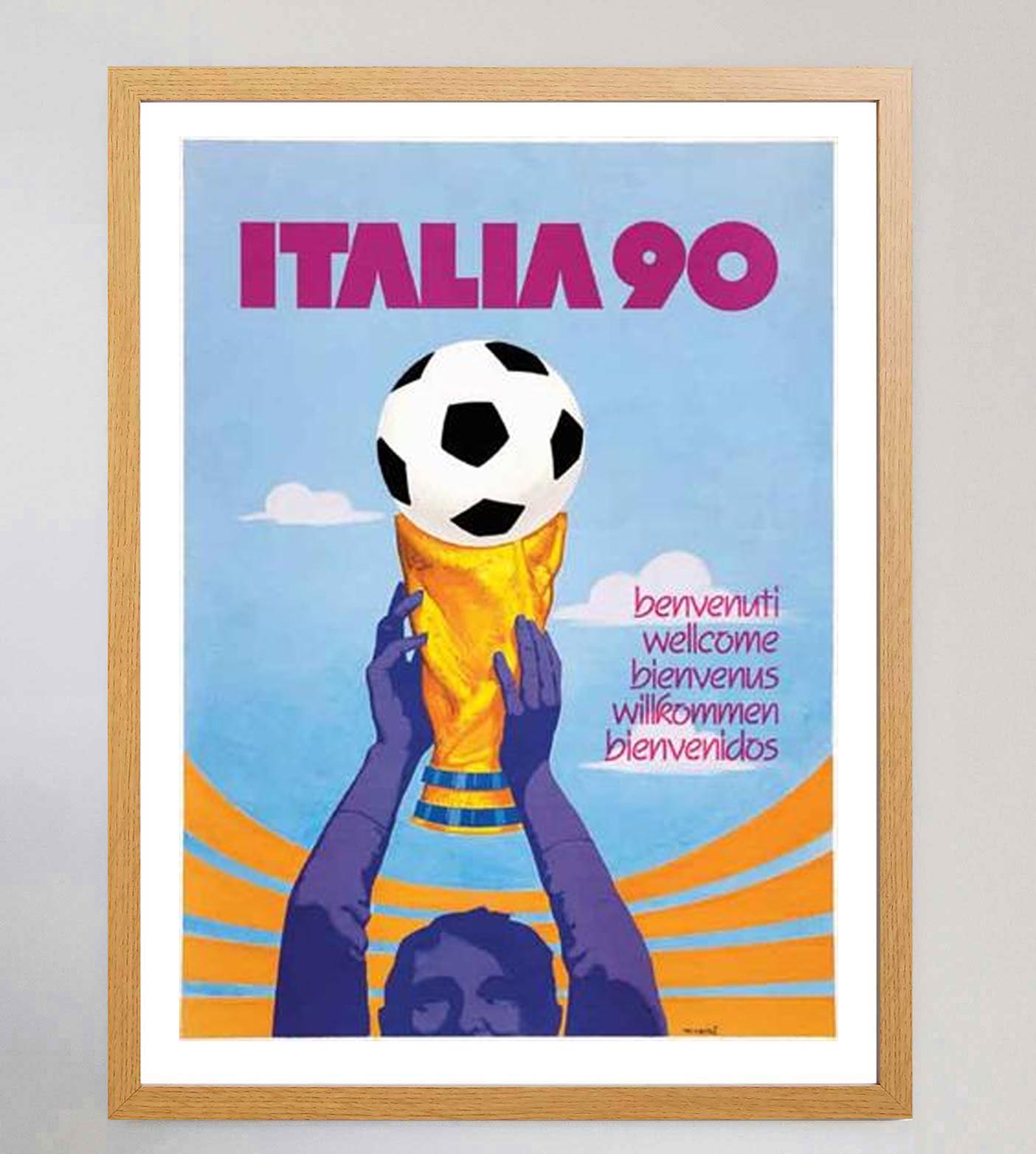italien Affiche vintage originale de la Coupe du monde de 1990 d'Italie, 90 en vente