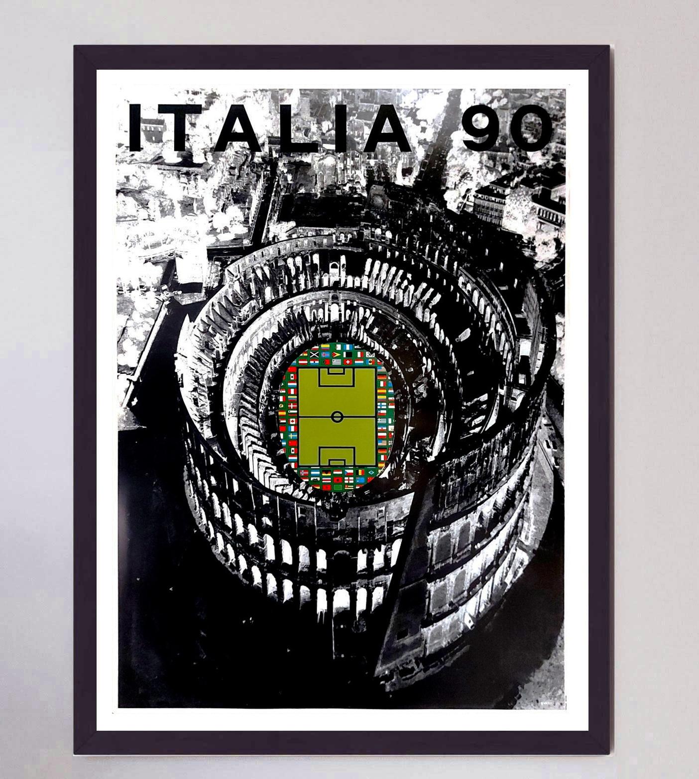 Affiche vintage originale de la Coupe du monde de 1990 d'Italie, 90 Bon état - En vente à Winchester, GB