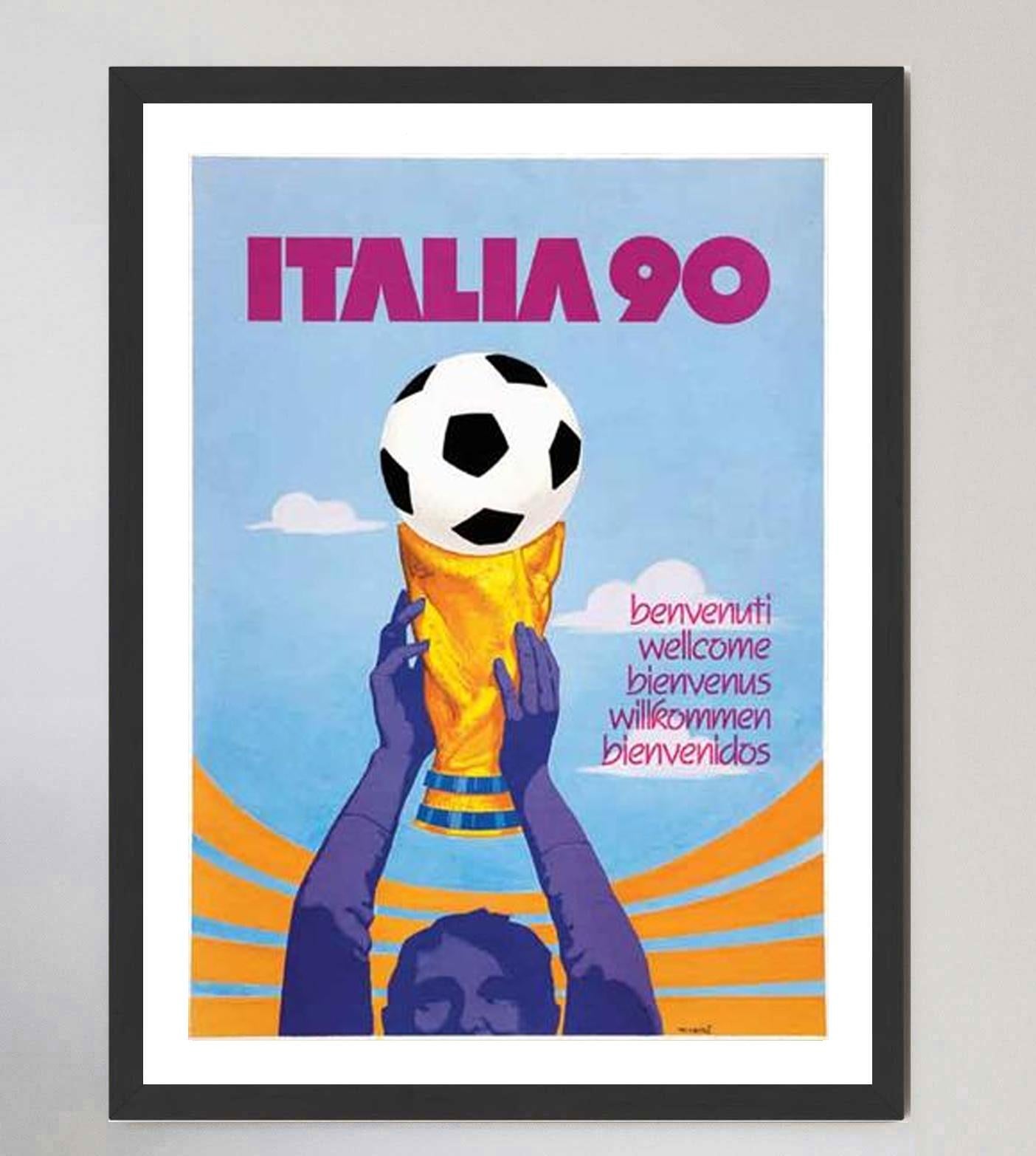 Fin du 20e siècle Affiche vintage originale de la Coupe du monde de 1990 d'Italie, 90 en vente
