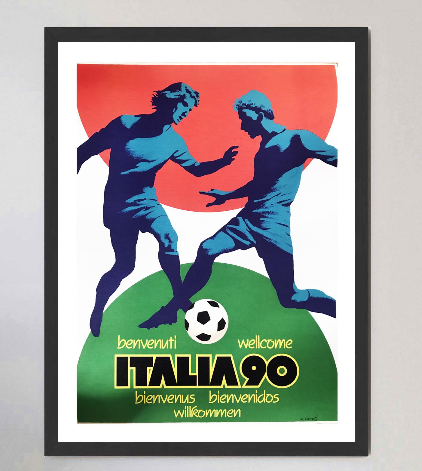1990 World Cup Italia '90 Original Vintage Poster In Good Condition In Winchester, GB