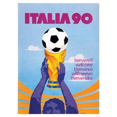 Affiche vintage originale de la Coupe du monde de 1990 d'Italie, 90