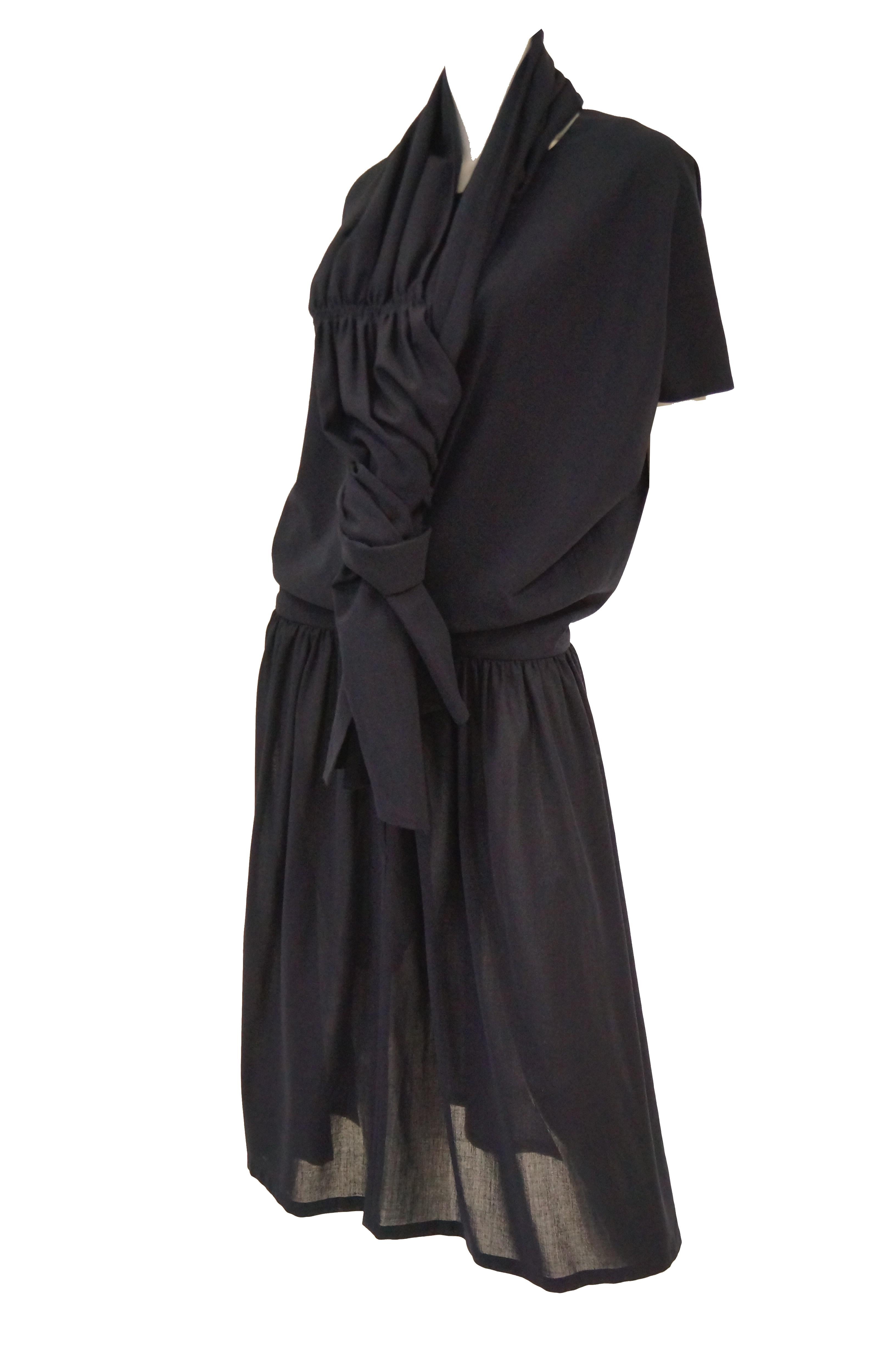 1990 Yohji Yamamoto Avant Garde Open Back Wool Dress  In Excellent Condition For Sale In Houston, TX