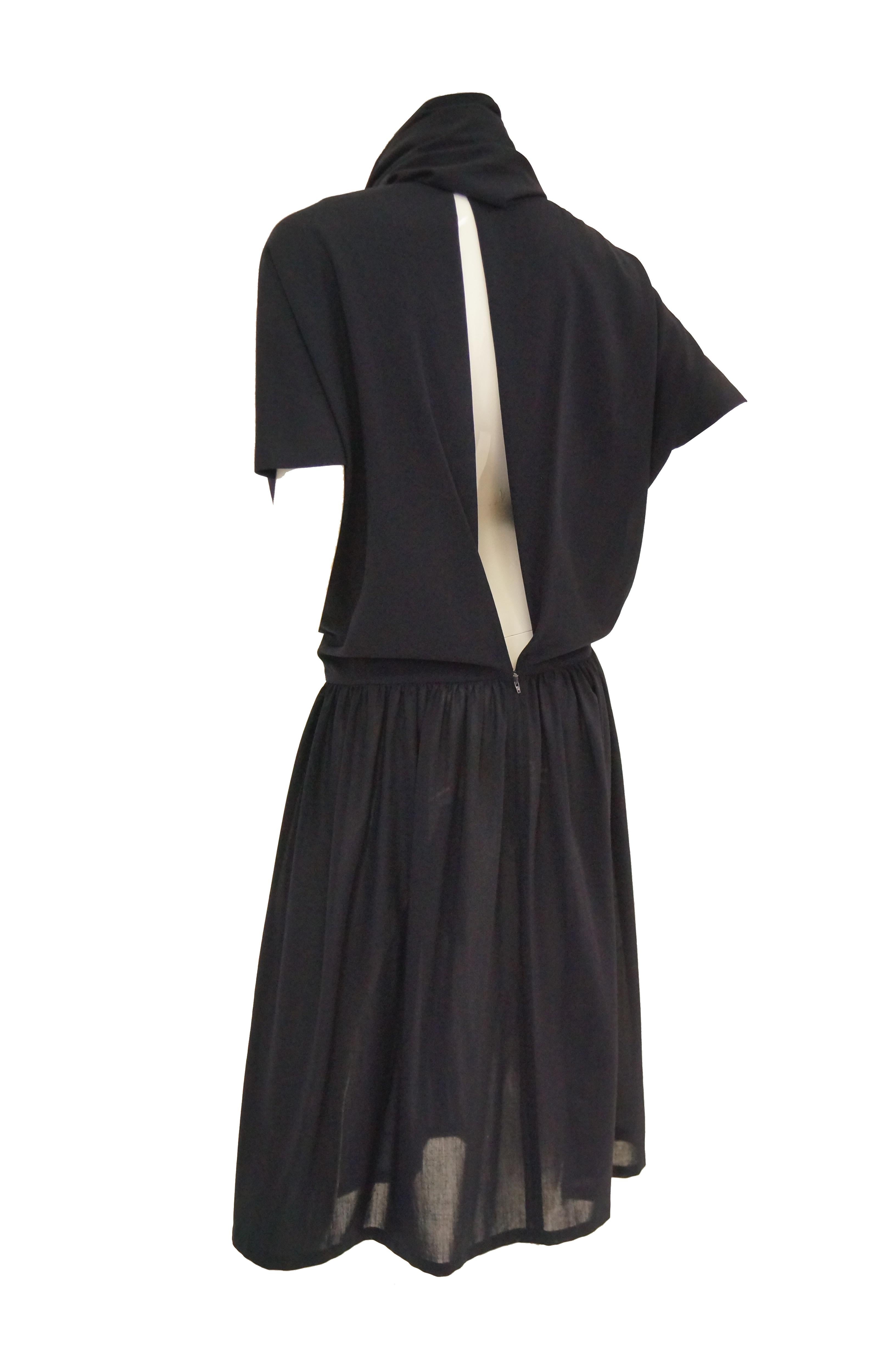 1990 Yohji Yamamoto Avant Garde Open Back Wool Dress  For Sale 2