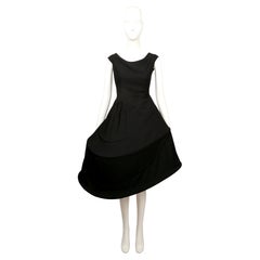 1990 YOHJI YAMAMOTO black asymmetrically seamed hoop dress