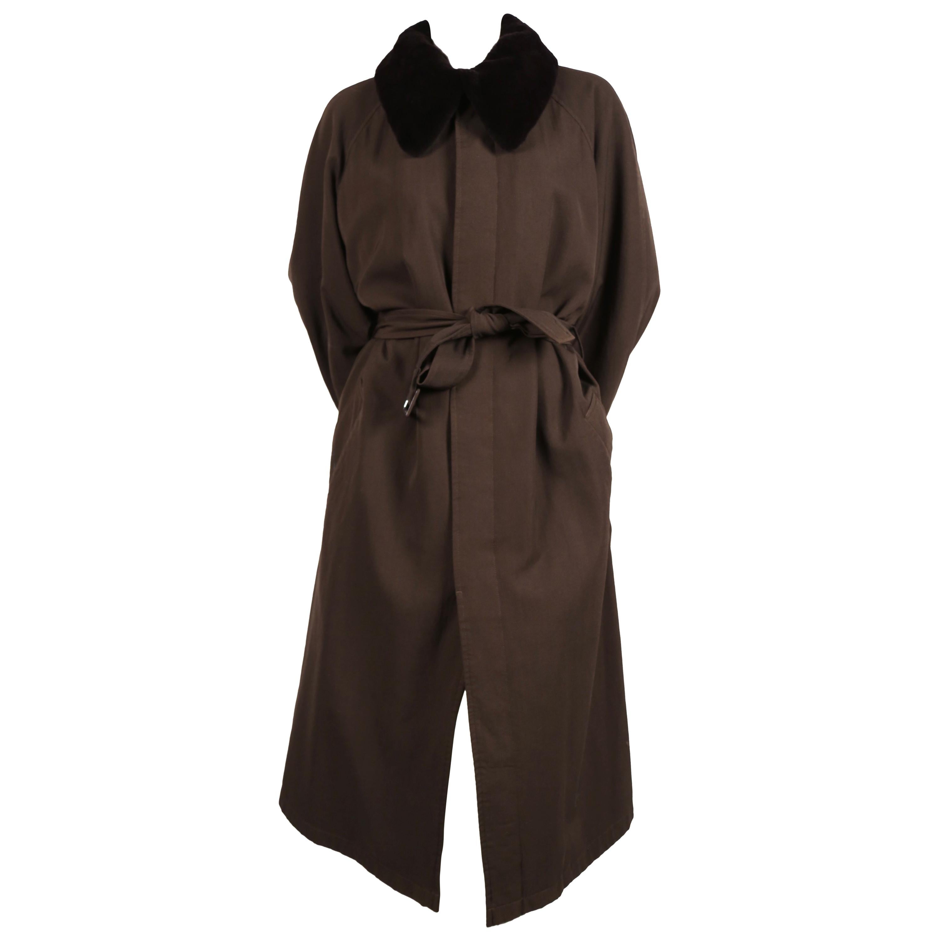 1990 Yohji Yamamoto pour homme wool trench coat with removable mink collar 