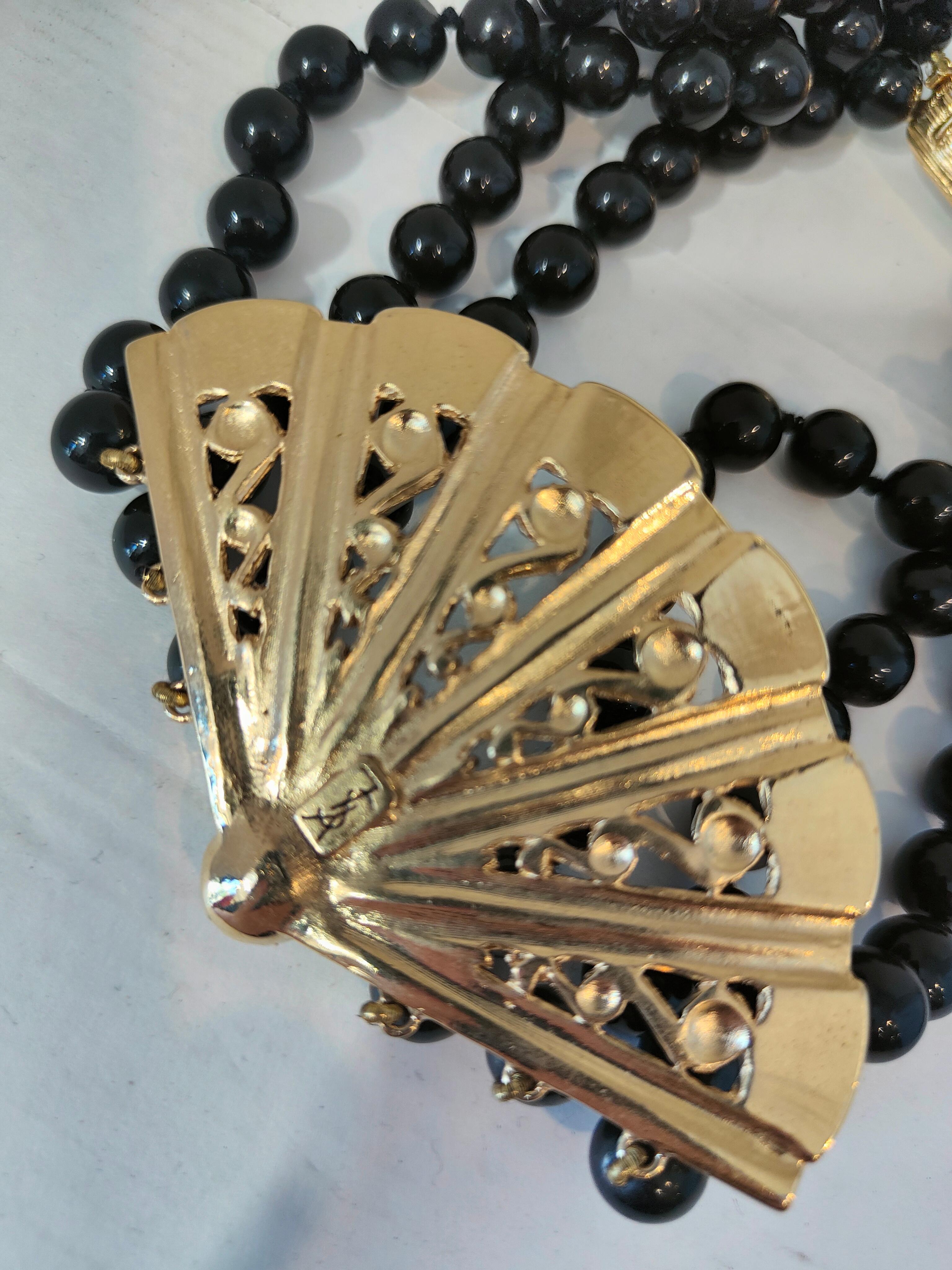 1990' Yves Saint Laurent schwarze Steine goldfarbene Hardware Kristall Steine NWOT im Angebot 4