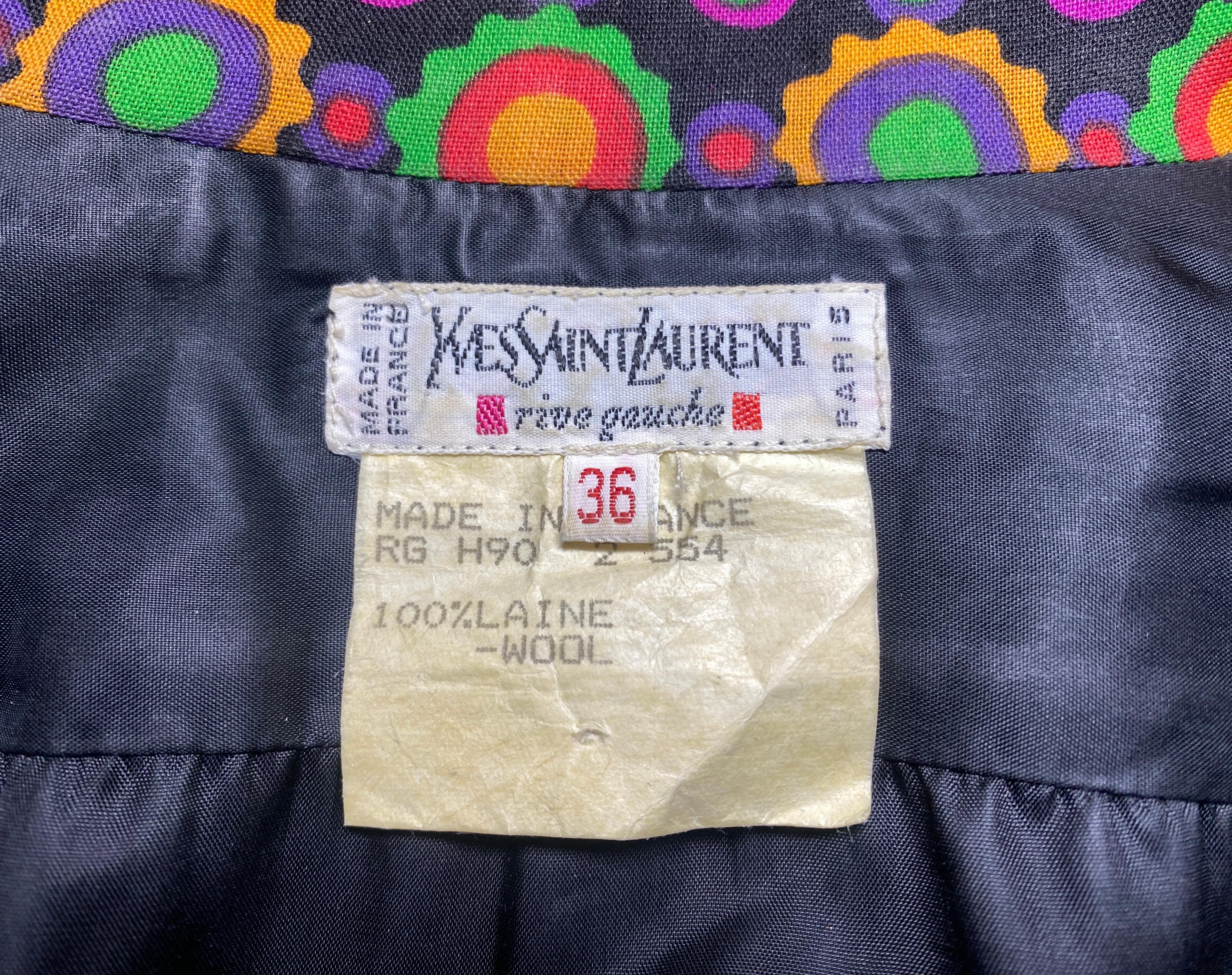 1990 Yves Saint Laurent Hemdblusenkleid mit buntem abstraktem Druck und abstraktem Druck im Angebot 1