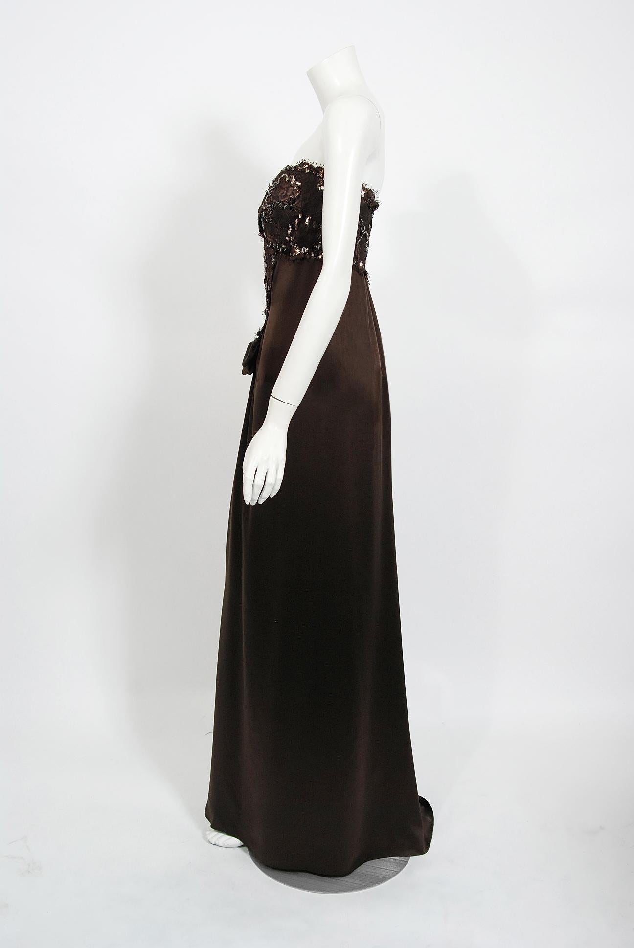 Black Vintage 1990 Yves Saint Laurent Haute Couture Documented Sculpted Strapless Gown For Sale