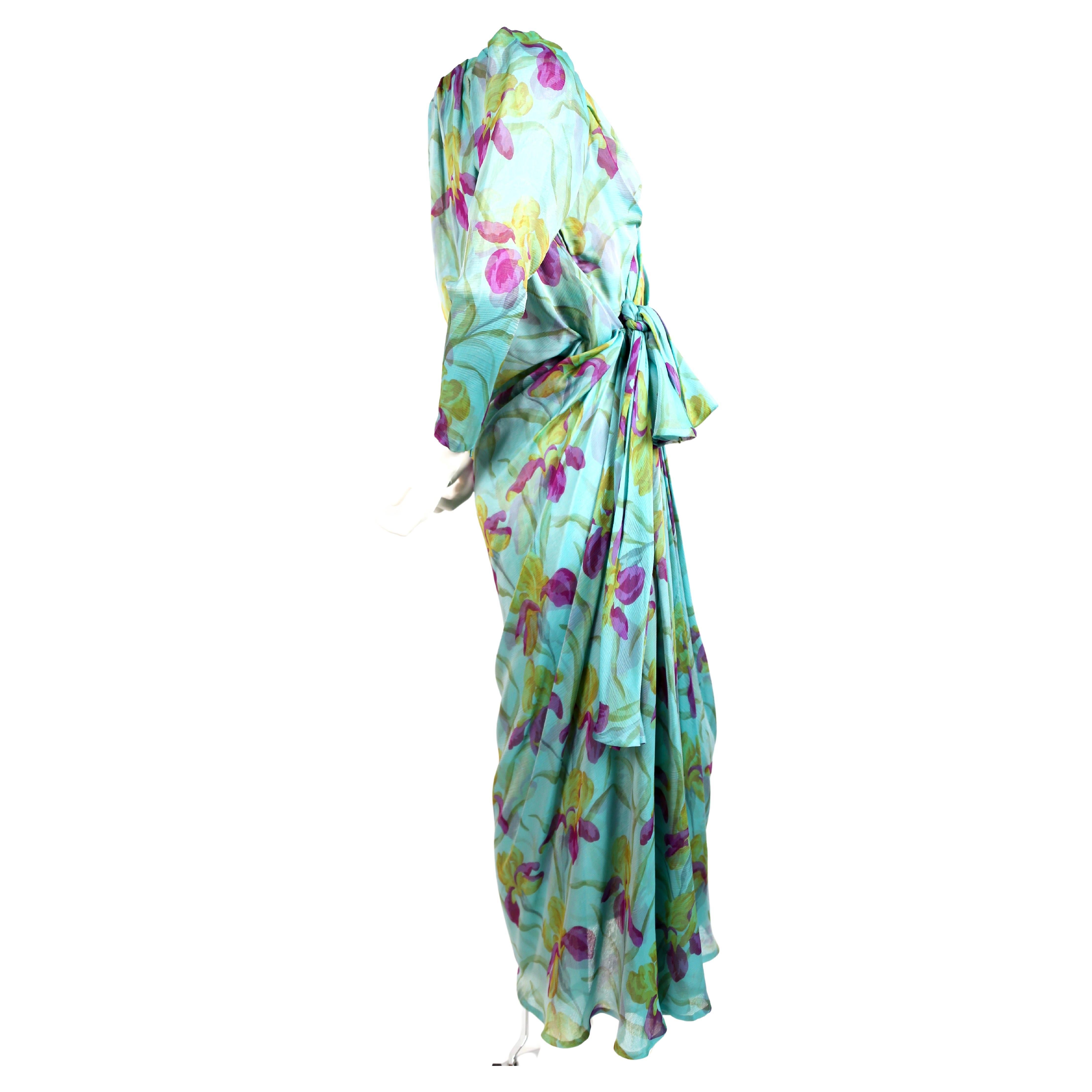 Women's or Men's 1990 YVES SAINT LAURENT haute couture floral silk mousseline RUNWAY dress For Sale
