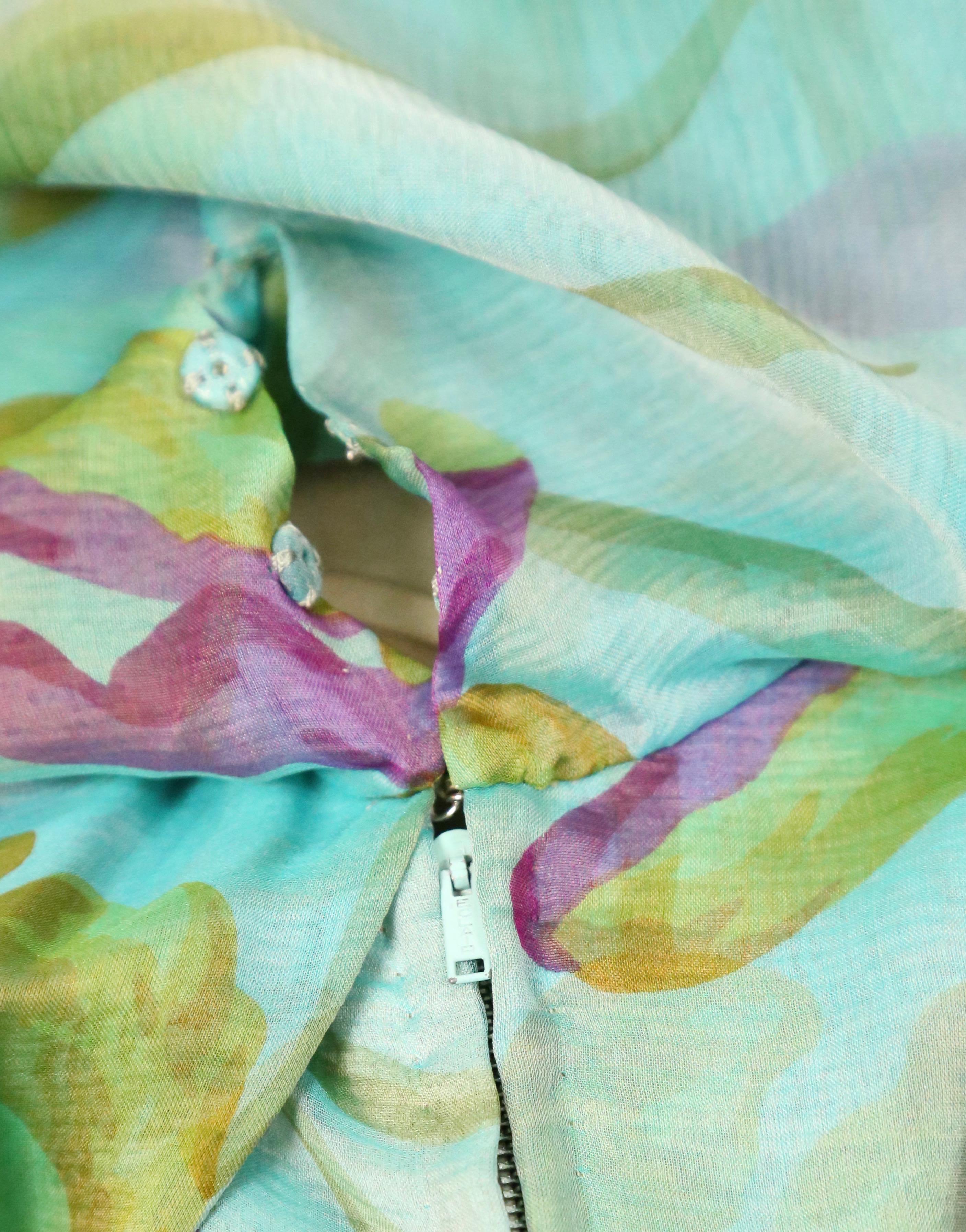 1990 YVES SAINT LAURENT haute couture floral silk mousseline RUNWAY dress For Sale 2
