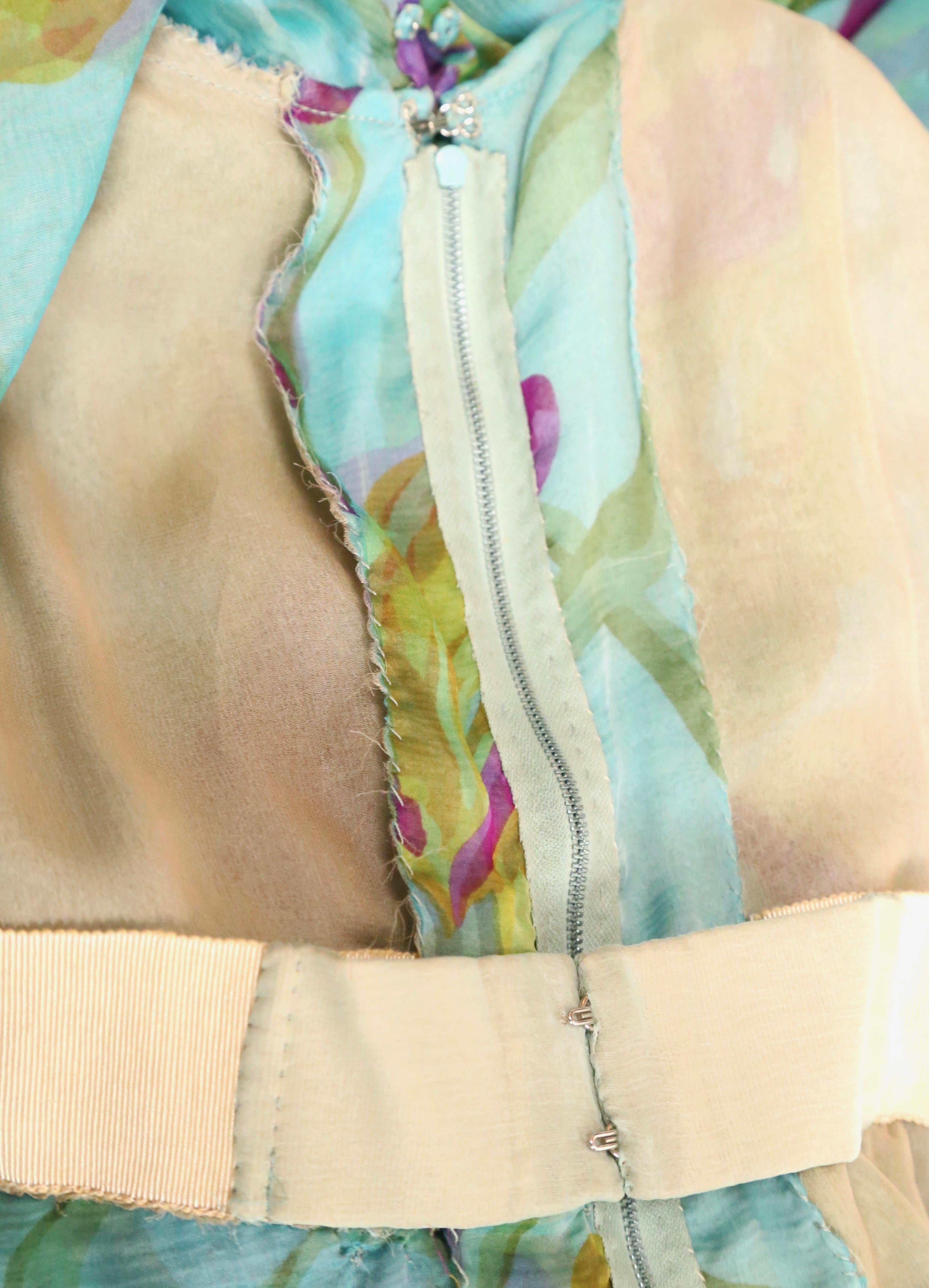 1990 YVES SAINT LAURENT haute couture floral silk mousseline RUNWAY dress For Sale 3