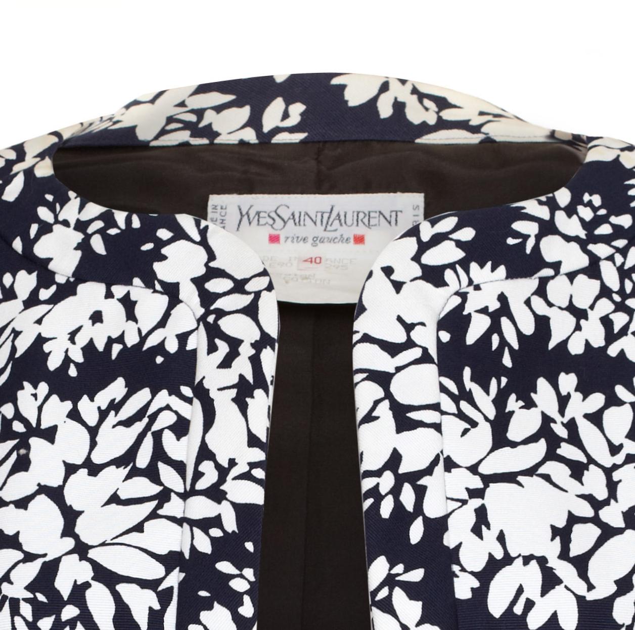 Gray 1990 Yves Saint Laurent Navy & White Bolero Jacket For Sale