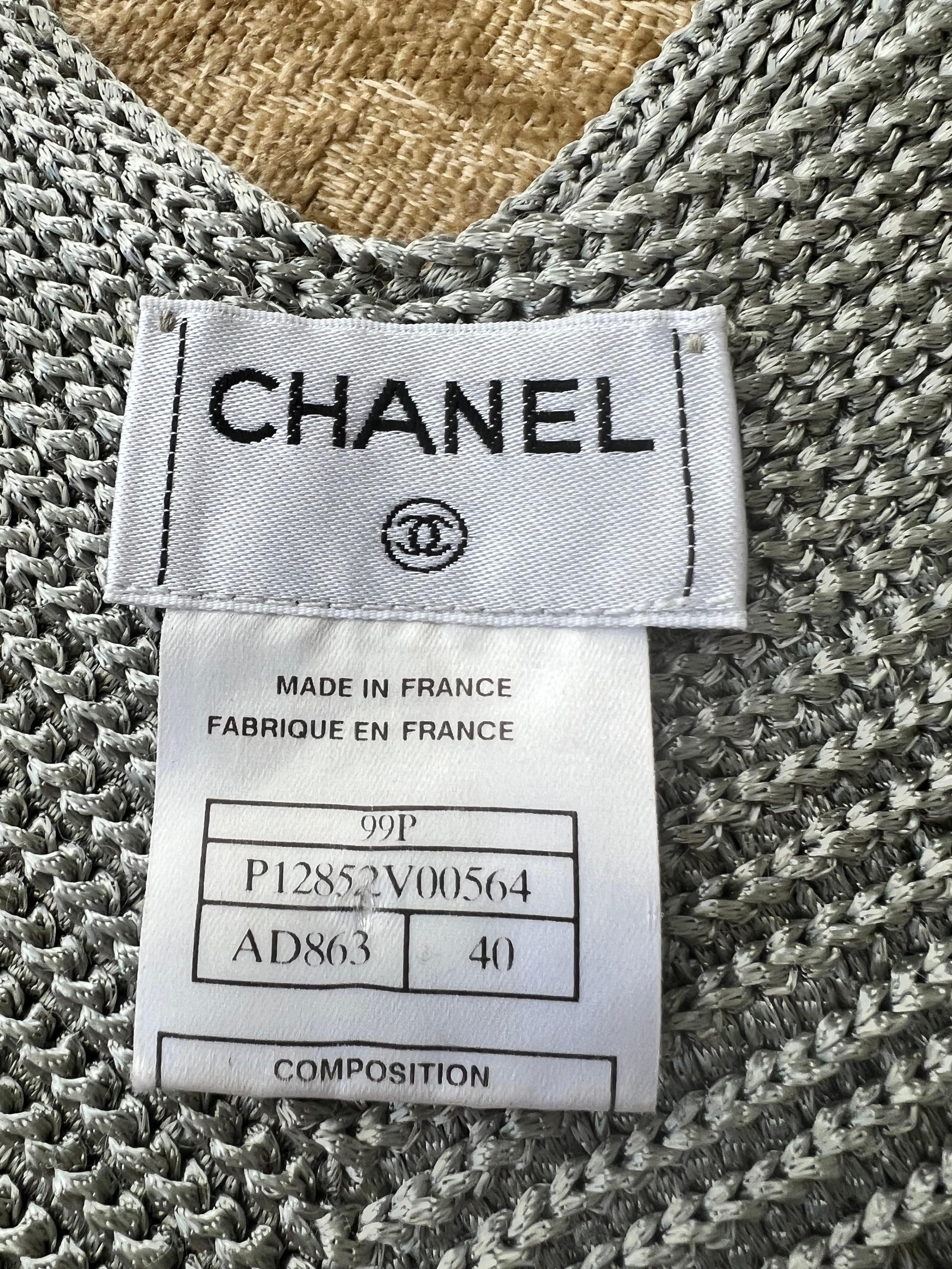 Women's 1990a Chanel Runway Knit silver Camisoles with  For Sale
