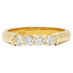 1990
s 0.40 CTW Diamond 14 Karat Yellow Gold Vintage Stacking Band Ring