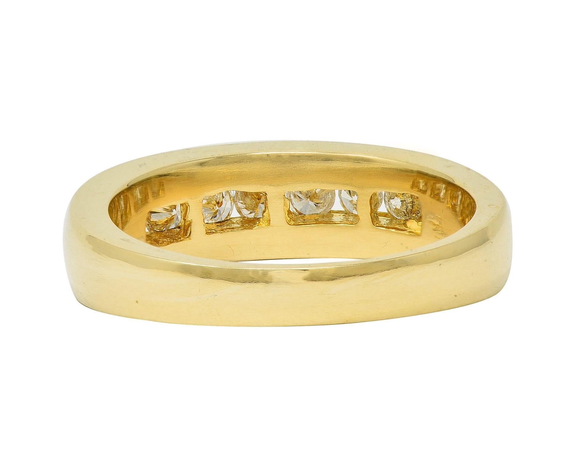 Bague vintage en or jaune 14 carats avec diamants 0,48 carat, années 1990 Unisexe en vente