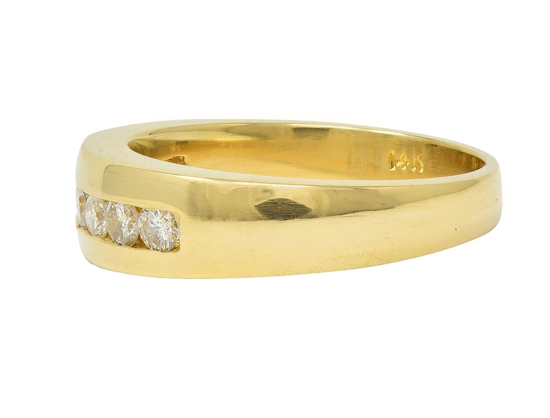Bague vintage en or jaune 14 carats avec diamants 0,48 carat, années 1990 en vente 1