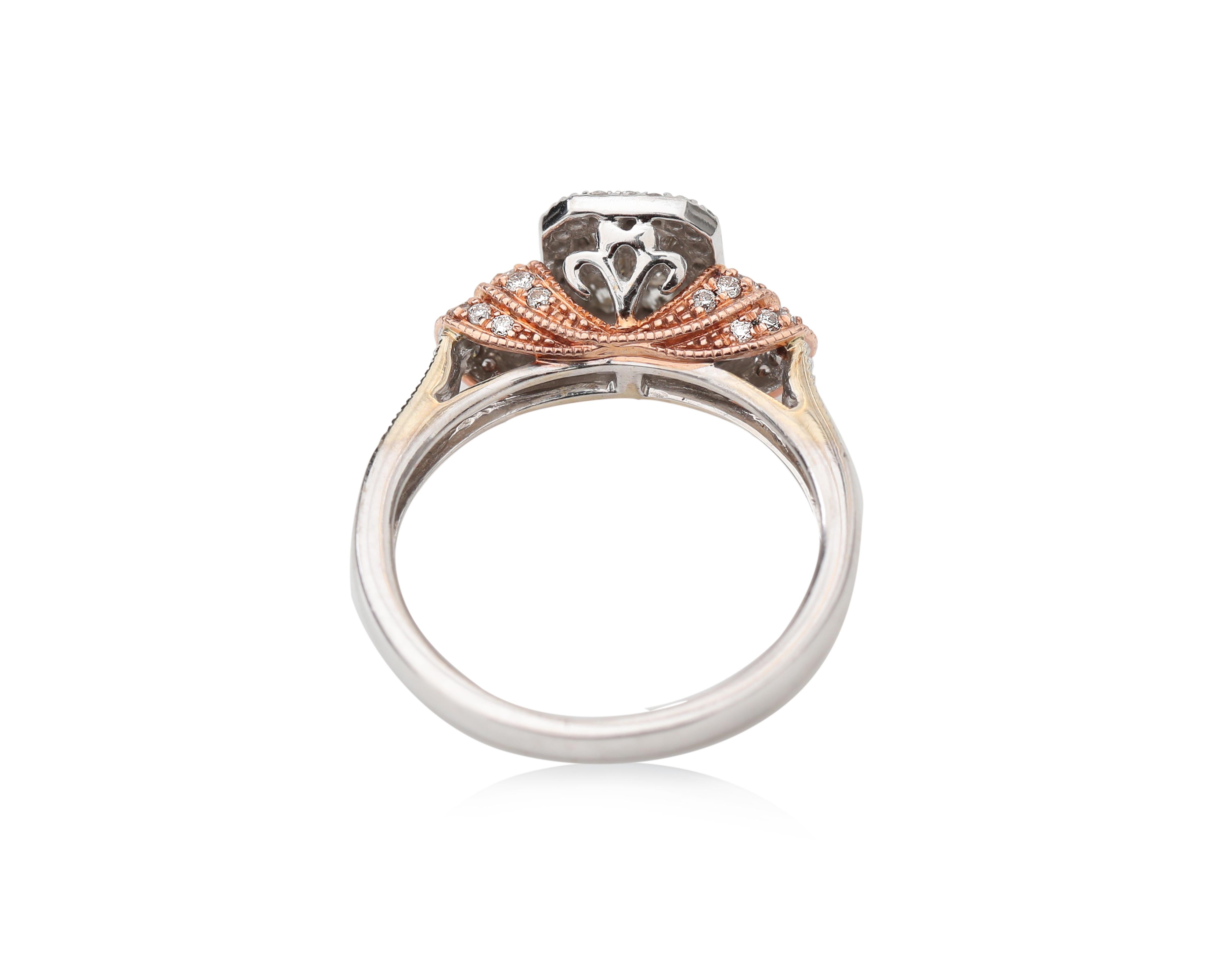 1990s 1 Carat Diamond Engagement Ring, Two-Tone 14 Karat Gold In Excellent Condition In Atlanta, GA