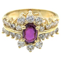 1990s 1.10 Ct Oval Ruby and Diamond Ring