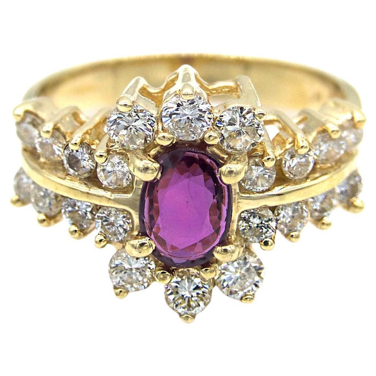 1990s 1.10 Ct Oval Ruby and Diamond Ring For Sale at 1stDibs