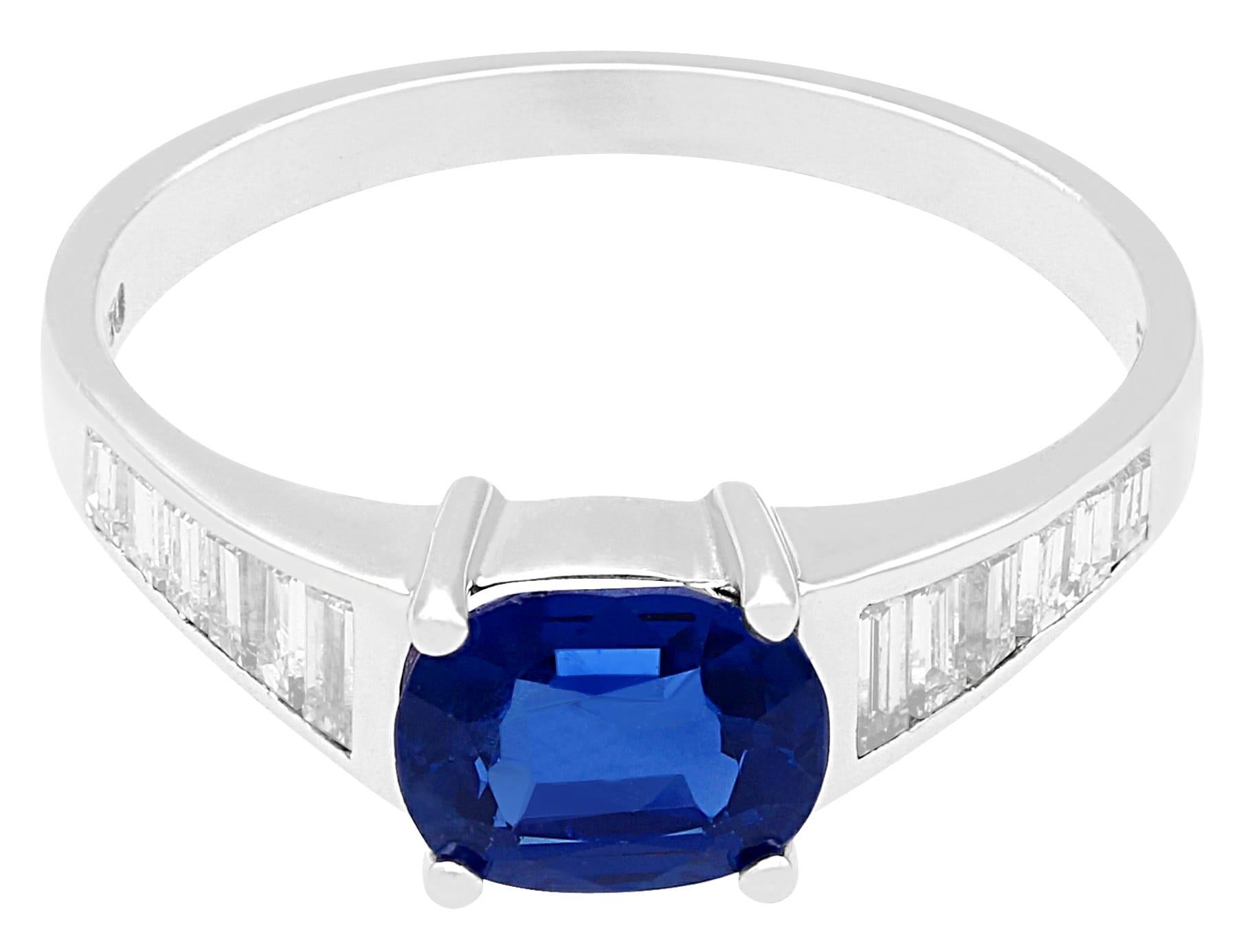 1990s 1.20 Carat Oval Cut Sapphire Diamond White Gold Cocktail Ring For Sale 1