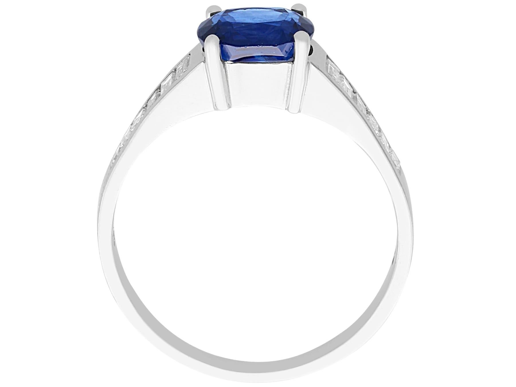 1990s 1.20 Carat Oval Cut Sapphire Diamond White Gold Cocktail Ring For Sale 3