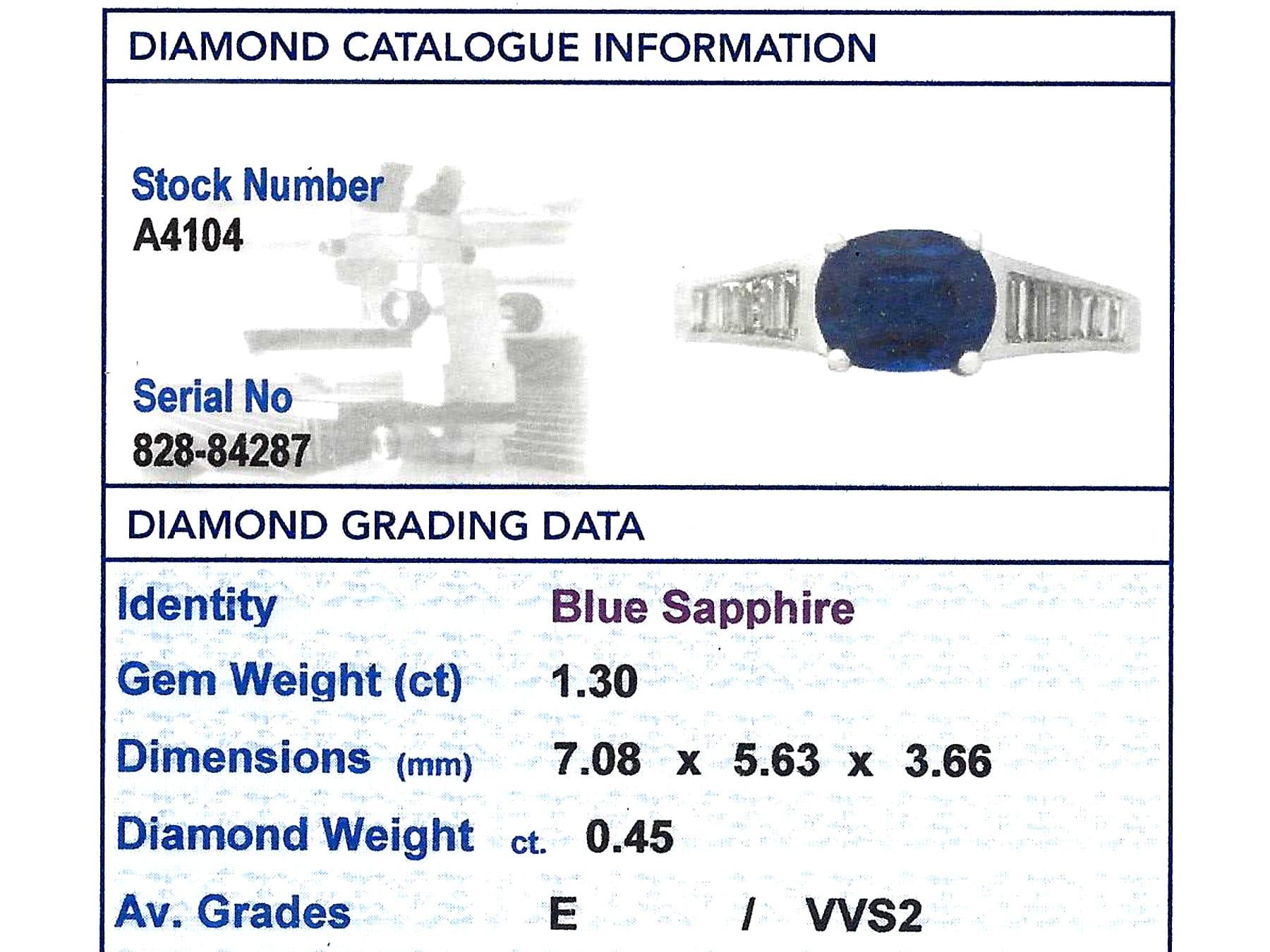 1990s 1.20 Carat Oval Cut Sapphire Diamond White Gold Cocktail Ring For Sale 4