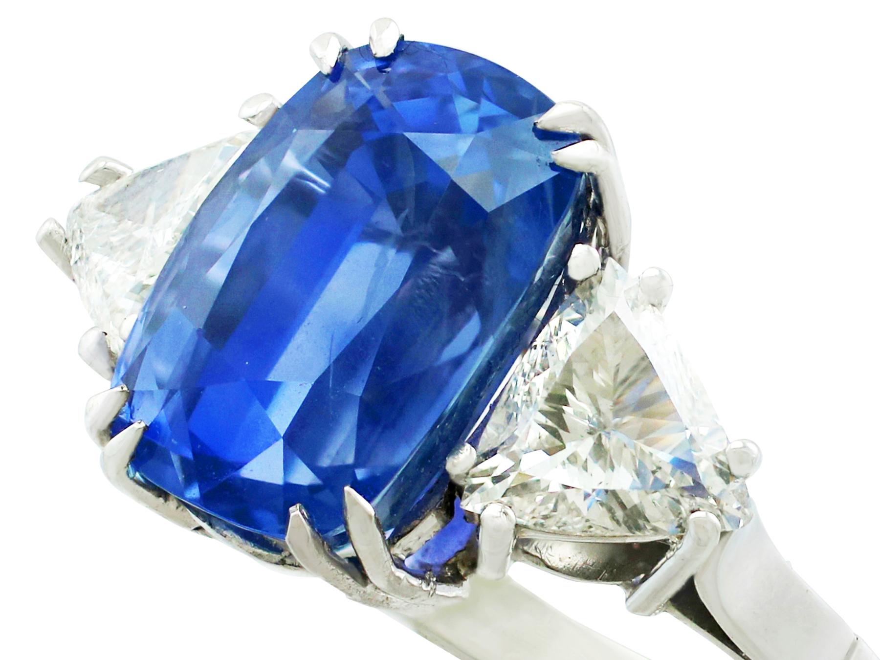 1990s 13.91 Carat Ceylon Sapphire and 1.70 Carat Diamond White Gold Ring In Excellent Condition In Jesmond, Newcastle Upon Tyne