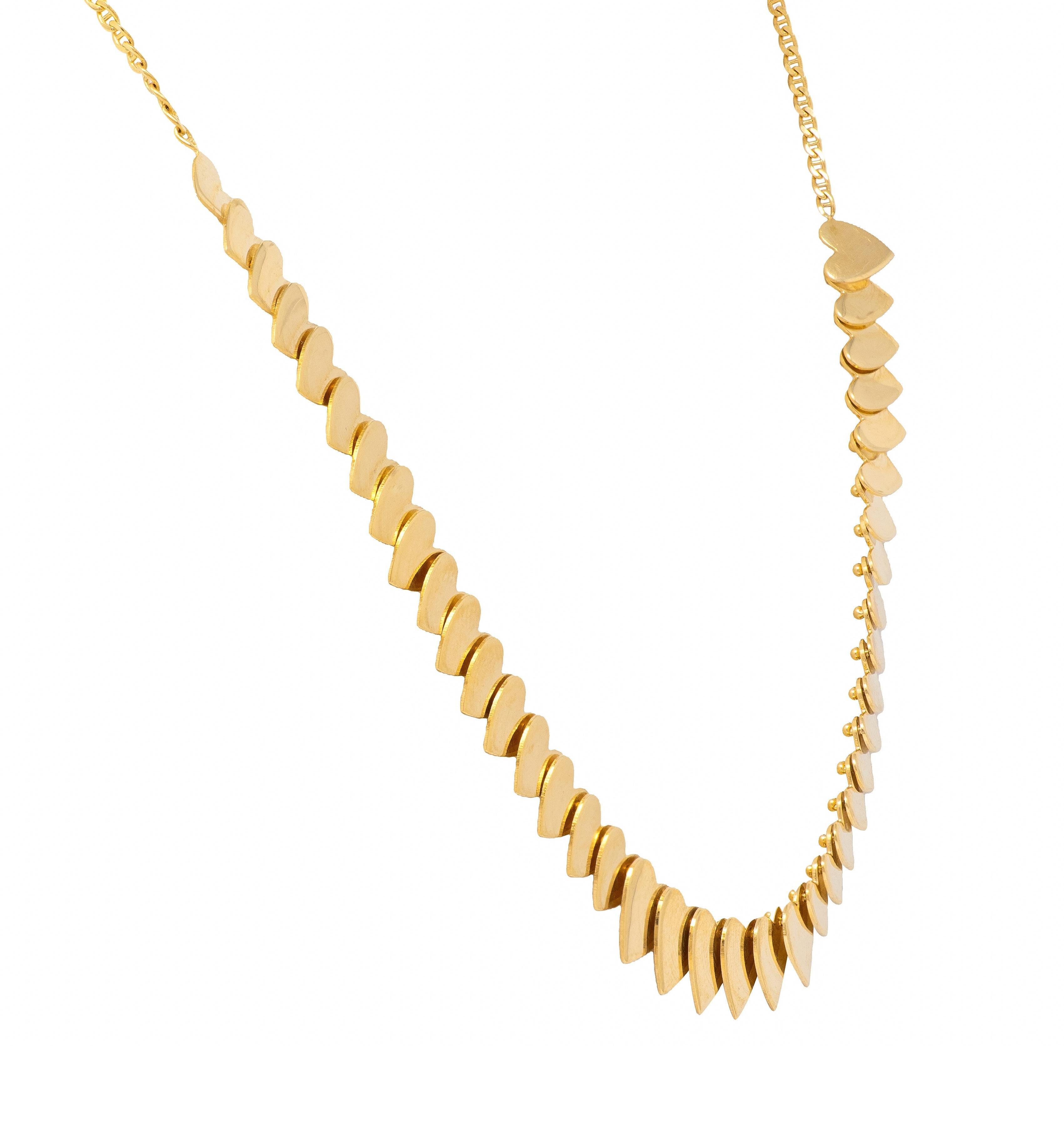 1990's 14 Karat Gelbgold abgestufte Herz Vintage Station Halskette im Zustand „Hervorragend“ im Angebot in Philadelphia, PA