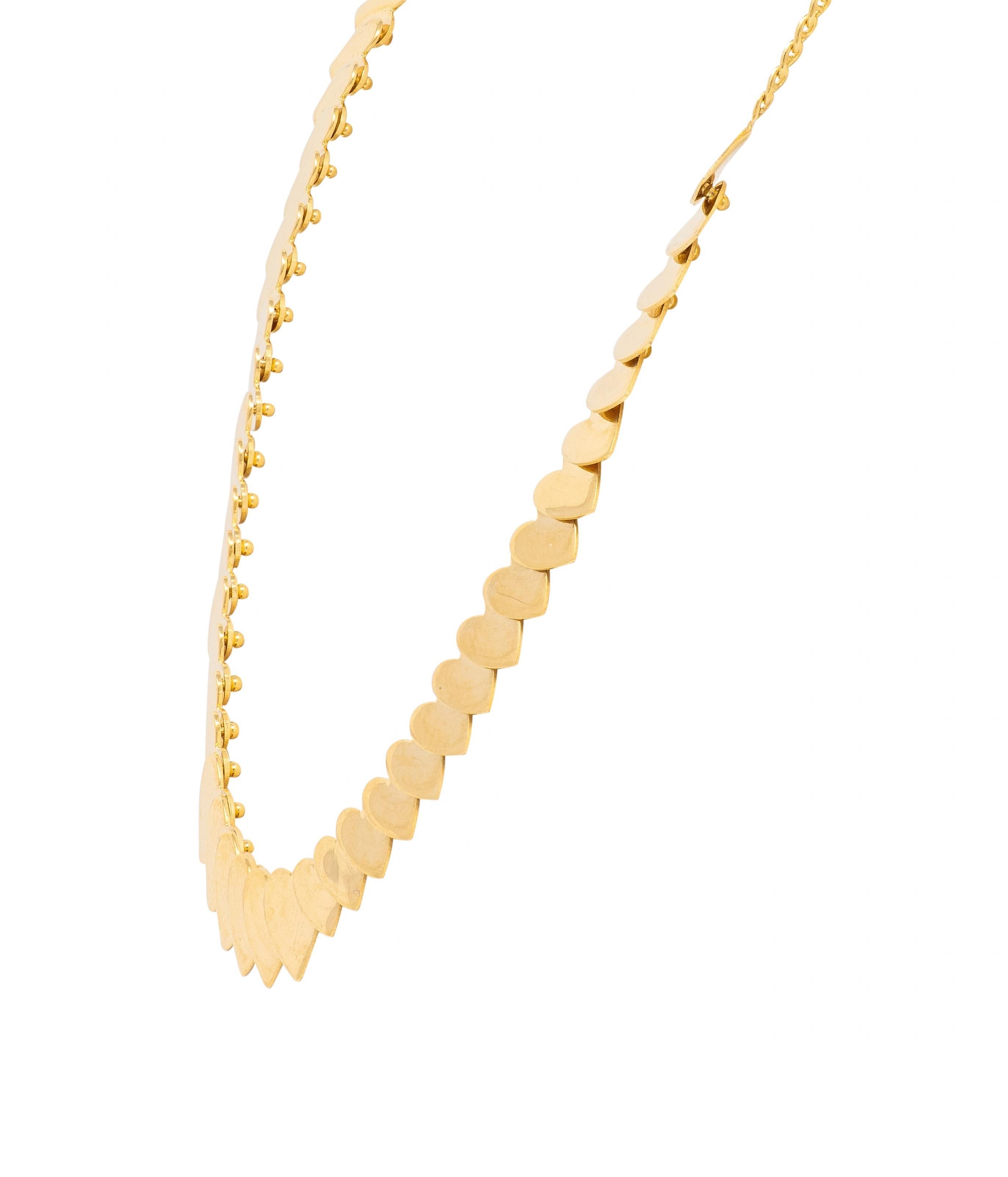 1990's 14 Karat Gelbgold abgestufte Herz Vintage Station Halskette im Angebot 1